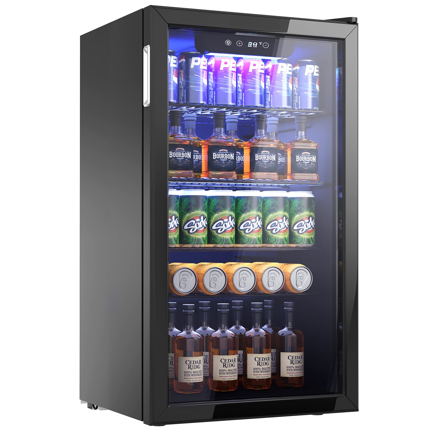 ICYGLEE 120 Can Beverage Refrigerator with Glass Door, Adjustable Shelves for Soda Beer or Wine, Perfect for Home/Office (Slive).