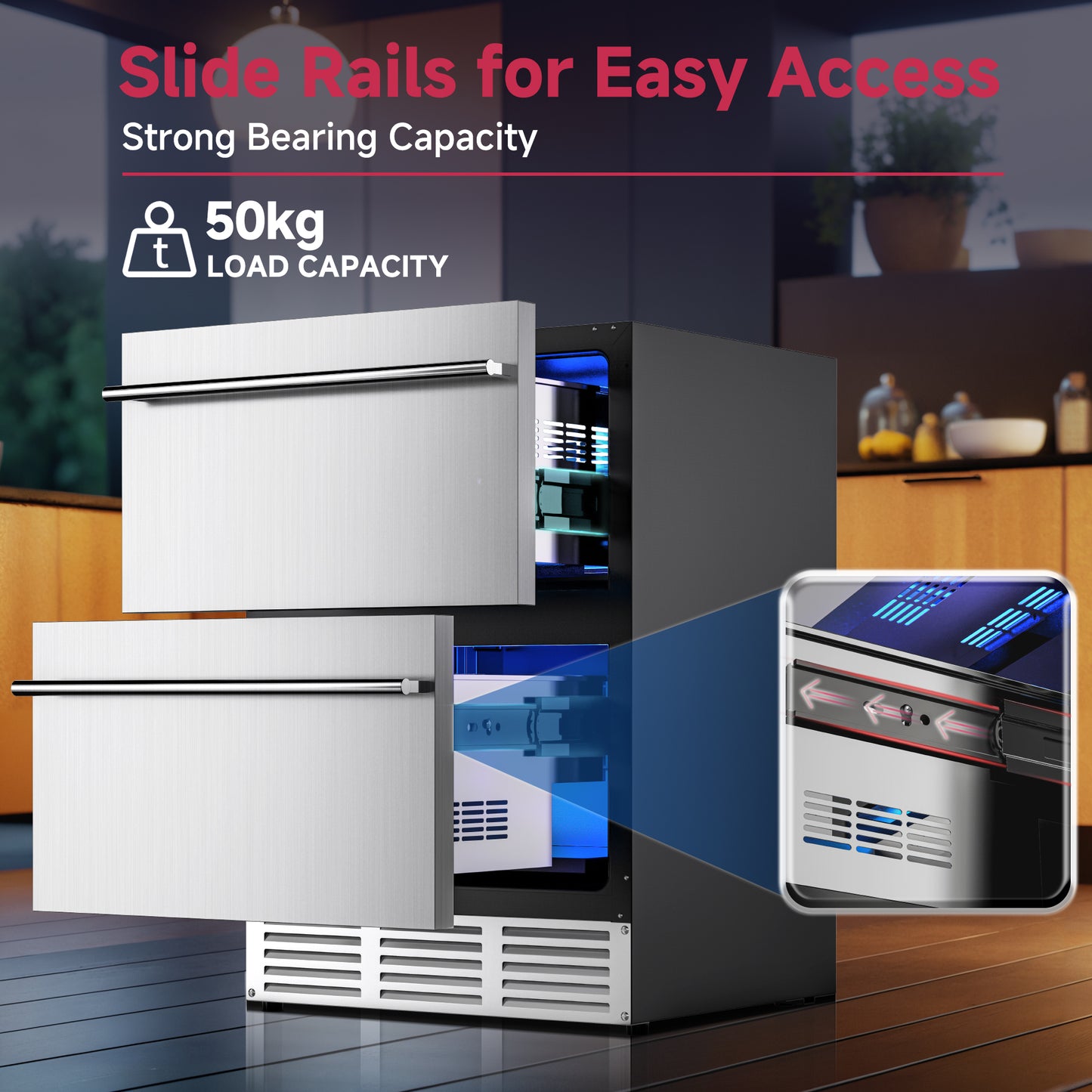 Icyglee Beverage Cooler Under Counter Built-in Beverage Refrigerator, Mini Fridge with Glass Removable Shelves for Drink Beer Soda Wine Water