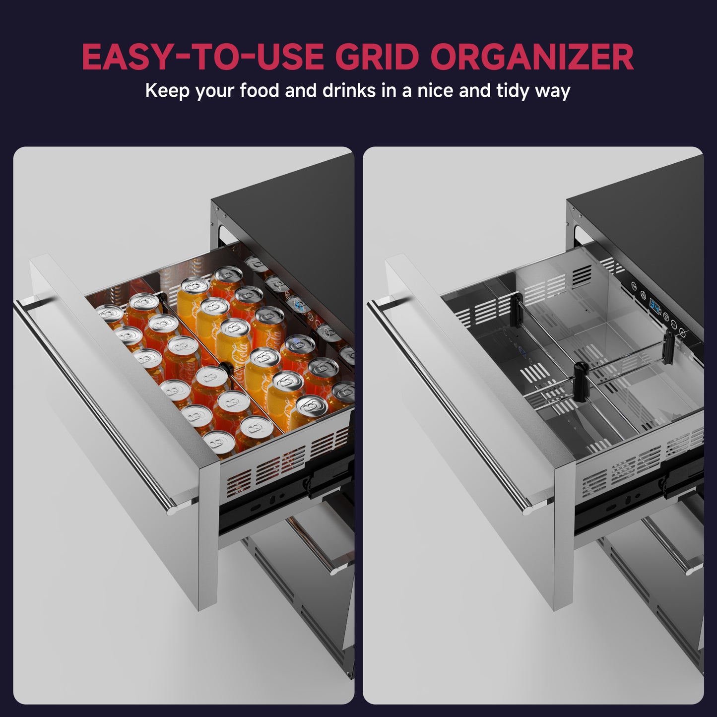 Icyglee Beverage Cooler Under Counter Built-in Beverage Refrigerator, Mini Fridge with Glass Removable Shelves for Drink Beer Soda Wine Water