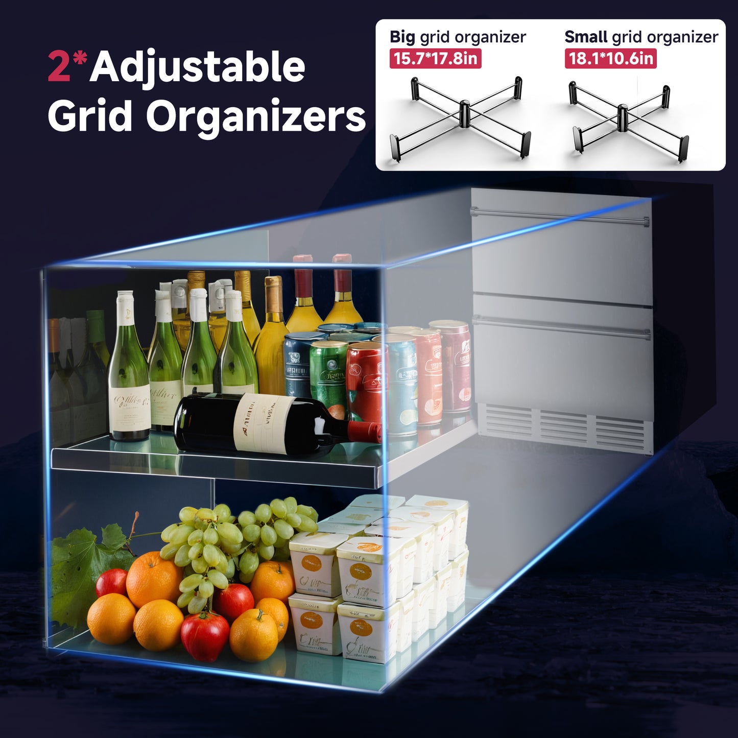 Icyglee Beverage Cooler Under Counter Built-in Beverage Refrigerator, Mini Fridge with Glass Removable Shelves for Drink Beer Soda Wine Water