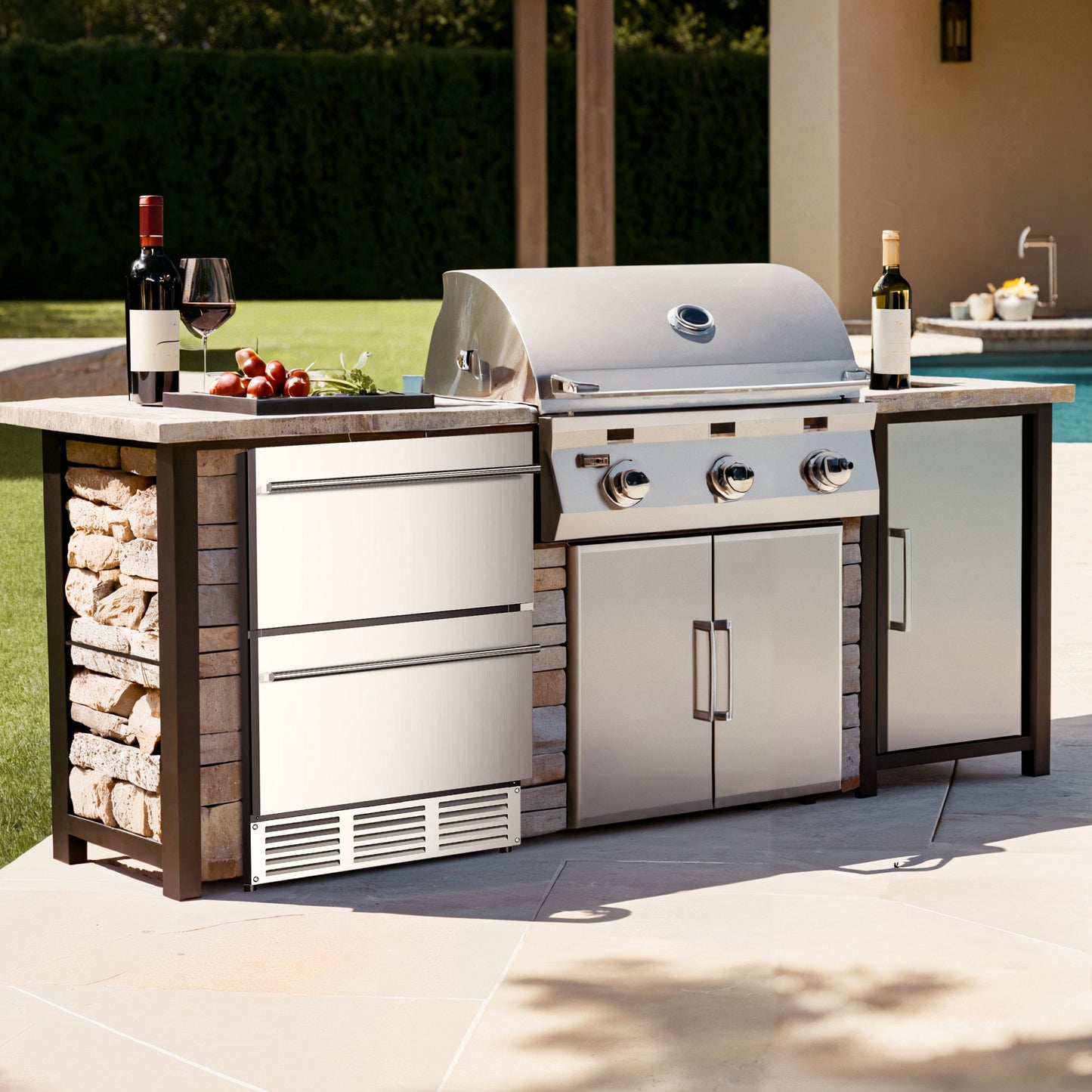 Icyglee Beverage Cooler Under Counter Built-in Beverage Refrigerator, Mini Fridge with Glass Removable Shelves for Drink Beer Soda Wine Water