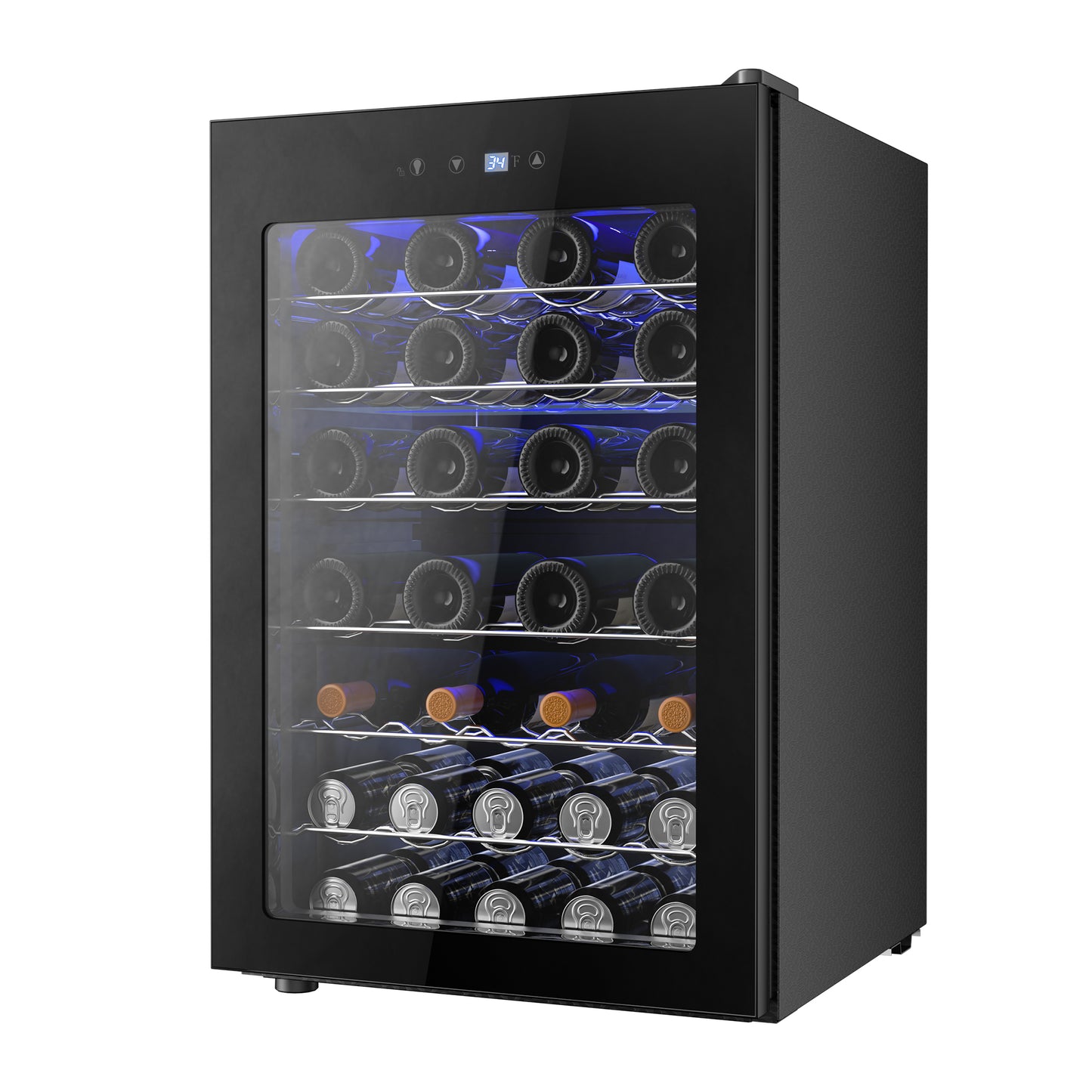 4.5 CU.FT Wine Cooler Refrigerator, Small Built-in Wine Fridge for Red, White and Champagne, Mini Fridge with Adjust Temperature, Black