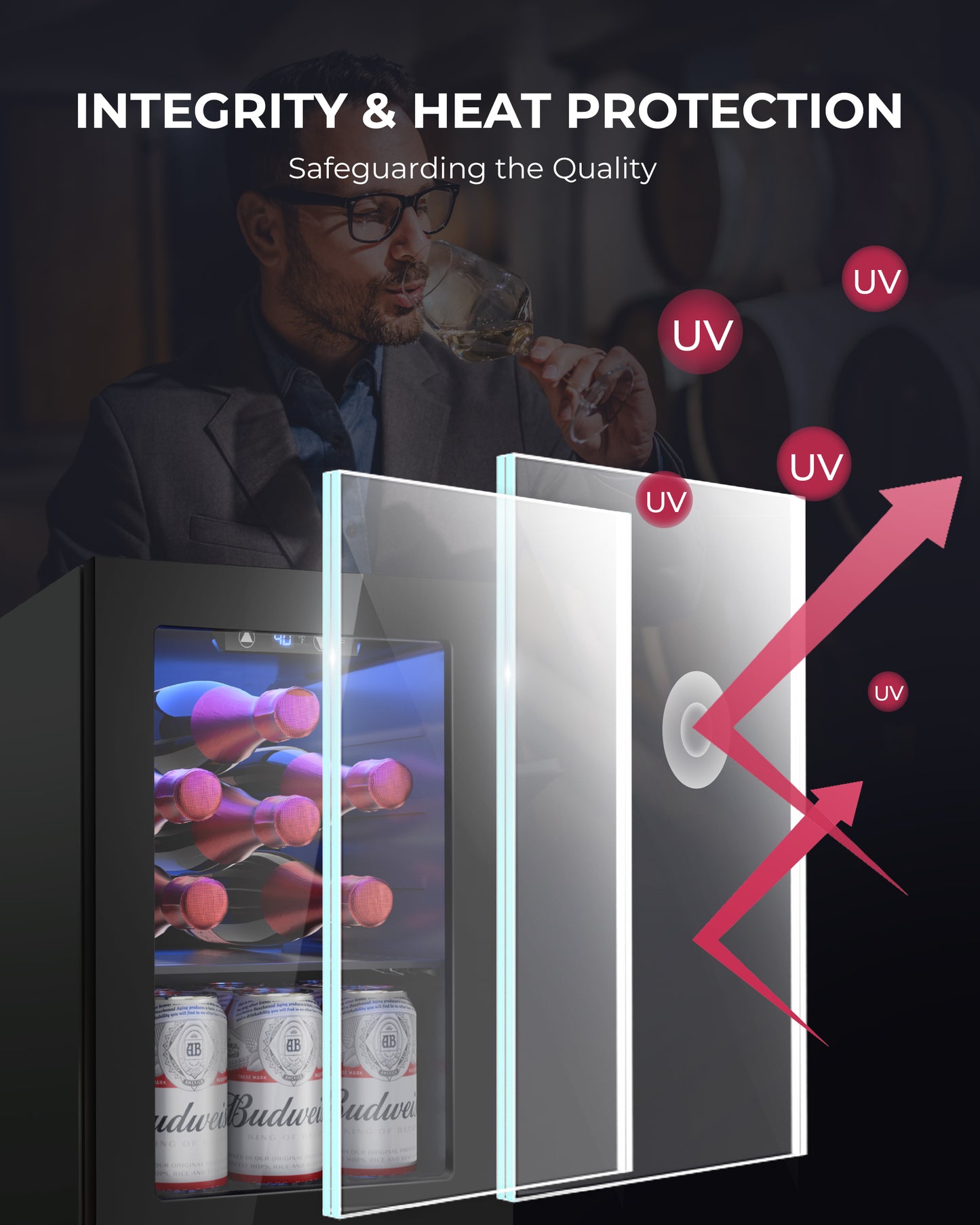 Icyglee 6 Bottles and 6 Cans Compact Beverage Refrigerator, Freestanding Mini Fridge with Temperature Control for Beer Wine, Under Counter Small Refrigerator Adjustable Shelve for Home and Bar